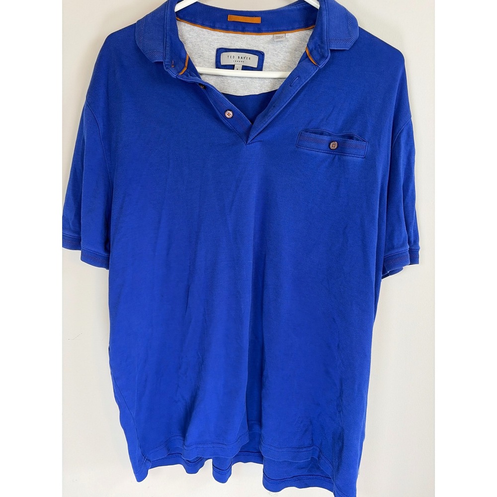 Ted Baker London Mens Cobalt Blue Cotton Polo Shirt Size 5 XL CHOON 247628
